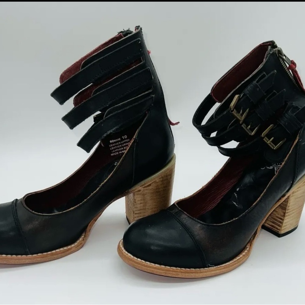 FREEBIRD BY STEVEN Women's Heels Shoes Bonnie Adjustable Strap Leather Size 10